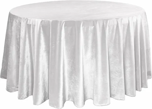 Miniatura 14 de YOUR CHAIR COVERS - Mantel redondo de terciopelo de 132 pulgadas - Mantel de lino azul polvoriento para mesas redondas estándar Azul empolvado