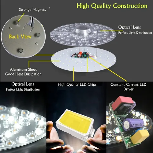 Miniatura 4 de Kit de luz LED de 15 W de repuesto para ventilador de techo de montaje empotrado, panel de tablero de reequipamiento del motor LED, 4500K