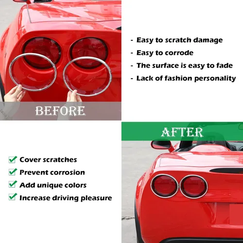 Miniatura 2 de Anillo decorativo para luz trasera de automóvil compatible con Chevrolet Corvette C6 2005-2013, accesorios exteriores para lámpara trasera, 4