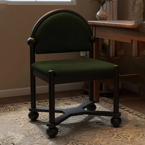 Sillas de comedor de madera, sillas de cocina francesas con lana de cordero, silla de sala de estar, estilo vintage con respaldo redondo, silla de
