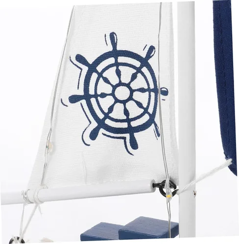 Miniatura 4 de ARTIBETTER Decoración Vela Adornment Escritorio Velero Ornamento Estilo Náutico Velero Modelo Mediterráneo Náutico Barco Modelo LED Madera Oficina