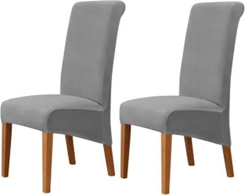 Miniatura 33 de Stretch Velvet Dining Chair Slipcovers Solid Color Armless Chair Cover with Elastic Bottom for Dining Room Kitchen Banquet (Blue, Set of 2)
