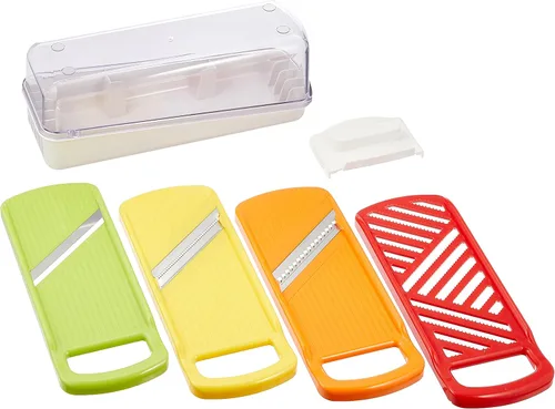 Miniatura 9 de Wahei Freiz ME-7288 - Juego de rebanador, fabricado en Japón, rebanador, Julienne, rallador, pelador, soporte de seguridad, estuche