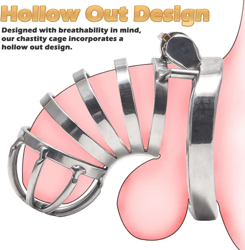 Miniatura 3 de Jaula de castidad masculina, juguetes sexuales para pene, dispositivos de castidad de metal con anillo de tamaño de 1.97 pulgadas y bloqueo
