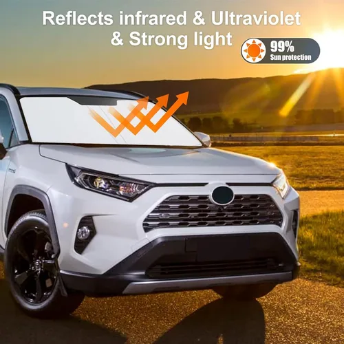 Miniatura 3 de Parasol para parabrisas de Toyota Rav4, accesorios 2019-2025, plegable con ajuste personalizado para ventana delantera, protector de visera de sol