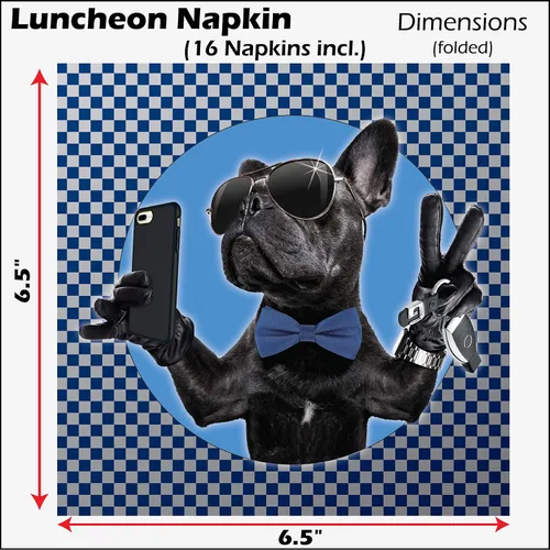 Miniatura 4 de Havercamp Juego de fiesta temática de bulldog o perro para 16 invitados; incluye 16 platos llanos y servilletas de almuerzo de 9 pulgadas y 24