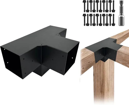 Miniatura 9 de Kits de soporte para pérgola DIY, soportes de esquina en forma de L de 2 vías para madera de 6 x 6 pulgadas (real: 5.5 x 5.5 pulgadas) para pérgola