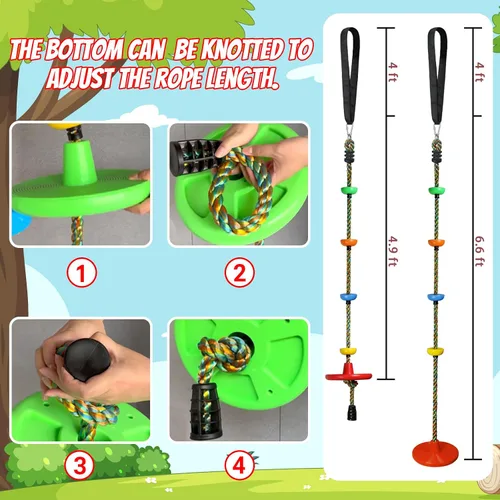 Miniatura 5 de Asiento de columpio de árbol para niños, asiento de cuerda de disco único para árbol, juego de accesorios de columpio para patio trasero