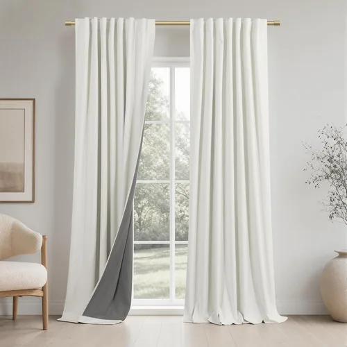 Miniatura 38 de KOUFALL - Cortinas de medio estilo francés de lino para ventana, juego de 2 cortinas cortas de 40 pulgadas de longitud, para privacidad, cortinas