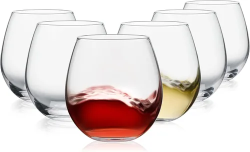 Miniatura 12 de Juego de copas de vino sin tallo de 4, copas de vino tinto y blanco de 13.5oz para uso diario, para recibir invitados, bar en casa, fiesta nocturna