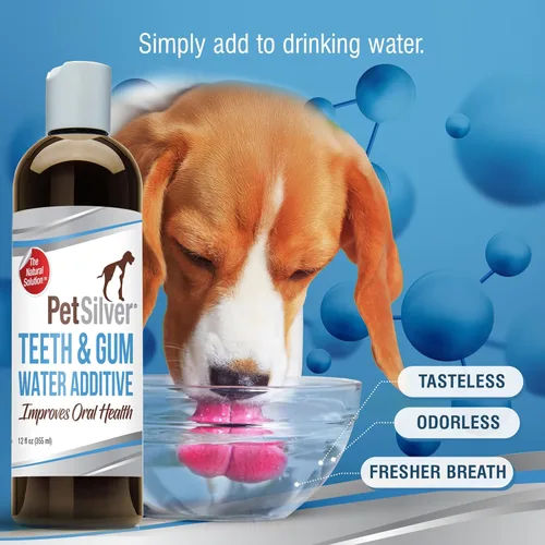 Miniatura 3 de PetSilver Aditivo de agua para dientes y encías para el cuidado dental, ambientador de aliento de mascotas, dirige el sarro, la placa y promueve