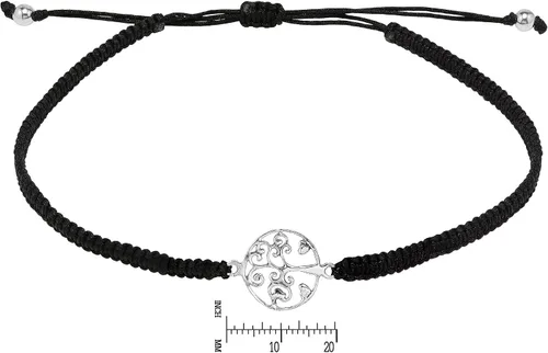 Miniatura 4 de AeraVida Pulsera ajustable de cuerda de algodón con dos corazones y árbol de la vida, Metal