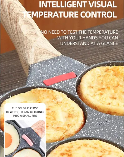 Miniatura 5 de Sartén antiadherente de aluminio de 4 tazas con tapa, adecuada para estufa de gas y utensilios de cocina de inducción Huevera con tapa
