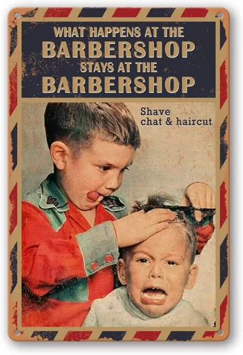 Cartel de pared de barbería para barbería, letrero de metal vintage para barbería, decoración de pared, carteles de corte de pelo para hombres,