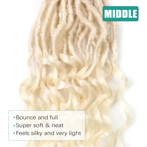 Miniatura 5 de Cabello de ganchillo para mujeres negras Goddess Locs de 14 pulgadas 8 paquetes 613 Locs falsos suaves preenganchados trenzas de ganchillo cabello