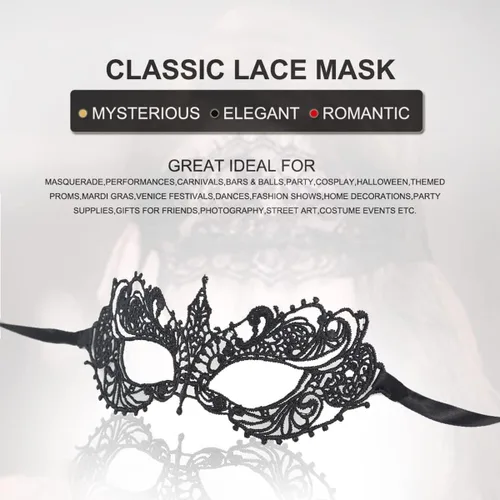 Miniatura 4 de MYMENU Máscaras de mascarada para mujer, de encaje, veneciano, Halloween, carnaval, para fiesta, disfraces, cosplay, Mardi Gras