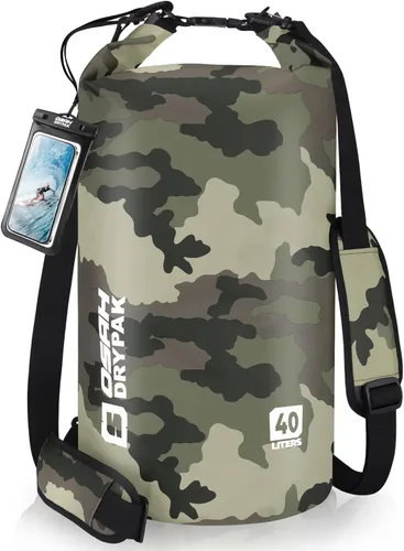 Miniatura 31 de Bolsa seca impermeable, 5L/10L/20L/30L/40L Mochila de almacenamiento ligera con funda para teléfono para mujeres y hombres, saco impermeable Gris