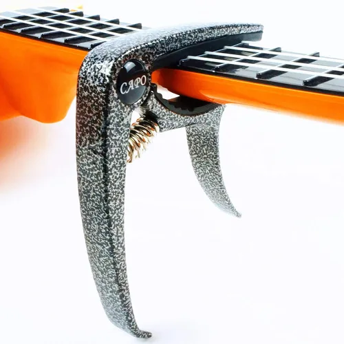 Miniatura 2 de Cejilla para guitarra, Cejilla ligera de aleación de zinc para guitarras acústicas y eléctricas, bajo, mandolina, banjo, ukelele (Negro plateado)