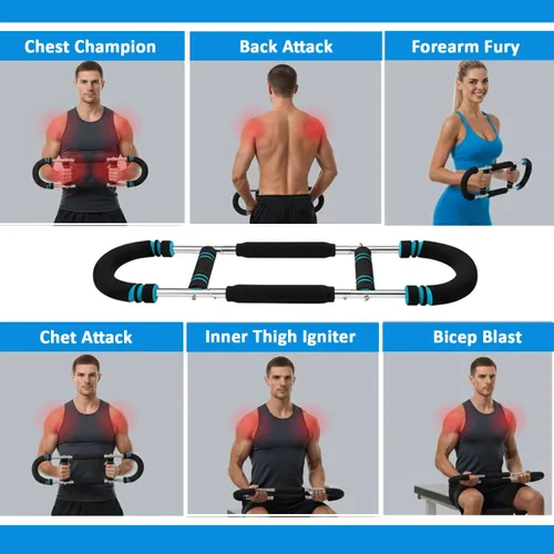 Miniatura 4 de Entrenador de brazo Twister, resistencia ajustable de 70 a 130 libras, equipo de entrenamiento de pecho y brazo con empuñaduras para hombres