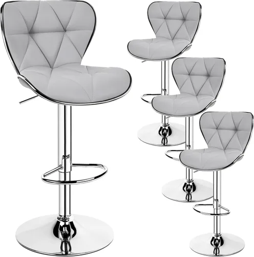 Miniatura 14 de Yaheetech Juego de 2 taburetes de bar, taburetes de bar ajustables de piel sintética con respaldo de concha, sillas de bar con reposapiés para Negro