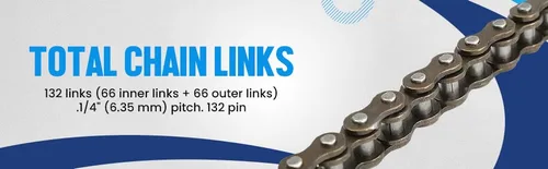 Miniatura 8 de Cadena para Razor MX500 y MX650 – Resistente – Cadena de transmisión de 132 eslabones – Cadena de rodillos #25 132L – Cadena de transmisión
