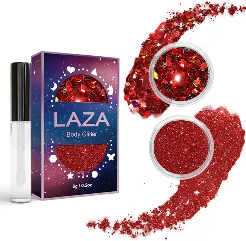 Miniatura 8 de Laza Purpurina corporal, 2 tarros de lentejuelas gruesas holográficas con pegamento de purpurina, perfecto para mujeres, sombra de ojos, maquillaje