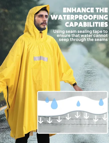 Miniatura 97 de ANYOO Poncho de lluvia con capucha para adultos, impermeable, ligero, para hombres y mujeres, chaqueta de lluvia reutilizable para emergencias al