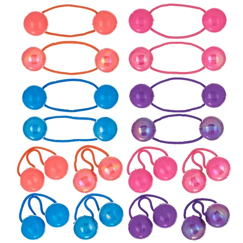 Miniatura 2 de 16 piezas Coletas Bolas de 24MM (0.94 in) Elásticos para Cabello Colección Bolas de Coleta de Colores Brillantes Para Niñas y Niños Pequeños Liso