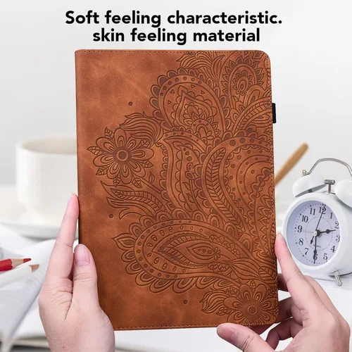 Miniatura 5 de Funda para Xiaomi Redmi Pad 10.61 Pulgadas 2022, Diseño En Relieve Pavo Real Floral PU Funda De Cuero Flip Stand Con Soporte De Bolígrafo Banda