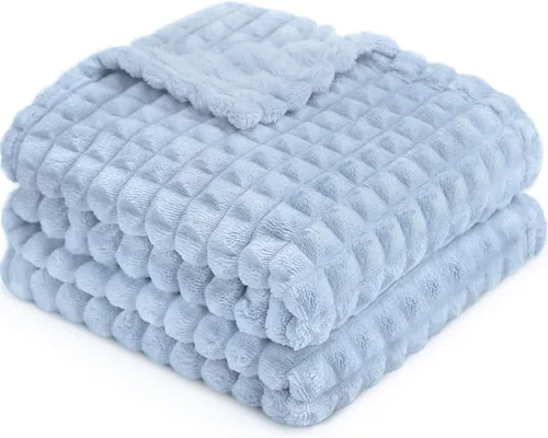 Miniatura 10 de HOMRITAR Manta de franela de forro polar mullida para bebé, jacquard 3D, manta de cama de felpa suave y cálida para decoración del hogar, manta