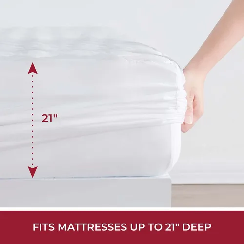 Miniatura 4 de Mellanni Protector de colchón impermeable – Protector de cama transpirable con bolsillo profundo de 21 pulgadas – Funda ultrasuave – Cubrecolchón