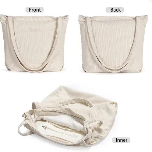 Miniatura 4 de WantGor Bolso de mano de pana para mujeres, bolsos de hombro estilo hobo grandes, bolsos casuales de gran capacidad para compras y trabajo