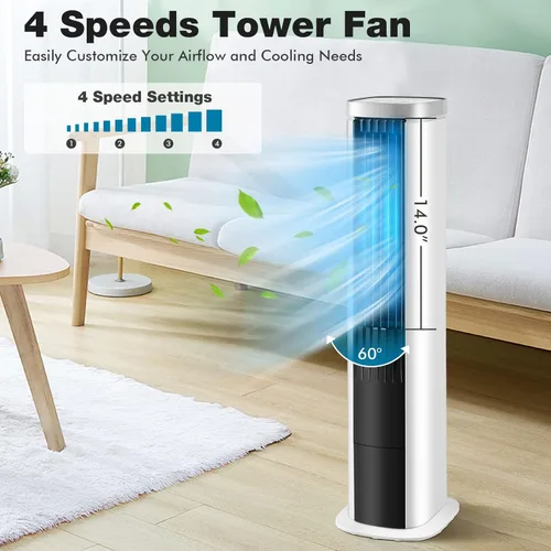 Miniatura 2 de GOFLAME Enfriador de aire evaporativo portátil, ventilador de refrigeración de aire 3 en 1 con control remoto, 4 velocidades de viento, función