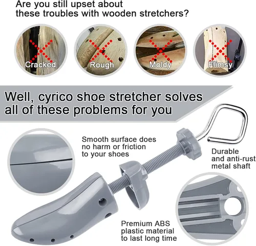 Miniatura 2 de cyrico Ensanchador de zapatos para hombre, ampliador de zapatos de 4 vías, forma de árbol de zapatos para pies anchos