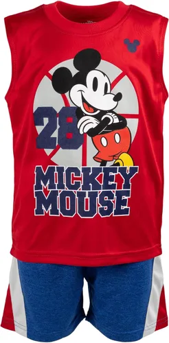 Miniatura 7 de Disney Lion King Toy Story Mickey Mouse Cars - Camiseta sin mangas y pantalones cortos de felpa francesa, conjunto de 3 piezas para niños pequeños