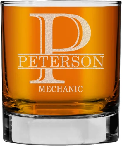 Miniatura 47 de Monograma grabado de cristal de whisky Rocks de 11 onzas (letra S), regalos de bourbon personalizados de la A-Z para hombres, día del padre, vidrio