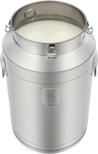 Miniatura 17 de Cubo de acero inoxidable de 28 litros y 7.4 galones para leche y vino con tapa sellada, resistente (28L)