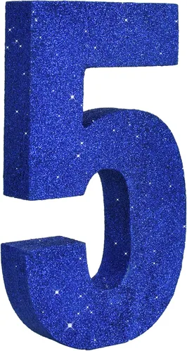 Miniatura 7 de TONIFUL Centro de mesa de madera número 0 con purpurina azul de 7.8 pulgadas, decoración de fiesta de cumpleaños azul, dígito 0 para cumpleaños