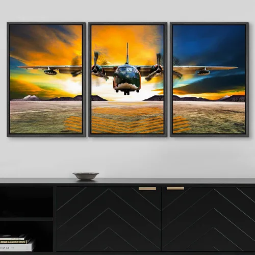 Miniatura 3 de wall26 Lienzo enmarcado para pared, juego de arte exótico tropical, océano, mar, avión, puesta de sol, transporte, fotografía, realismo, decorativo