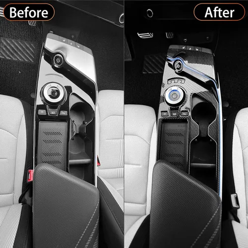 Miniatura 4 de YOUTOOCAR 2 cubiertas para panel de palanca de cambios compatibles con accesorios Kia EV6 2022-2026 (patrón de fibra de carbono)