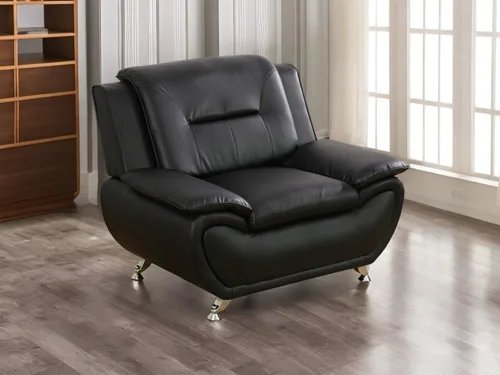 Miniatura 11 de Juego de sofá de cuero (3 piezas, cuero negro B), muebles de sala de estar para apartamento, material de estilo minimalista, fácil montaje B-cuero