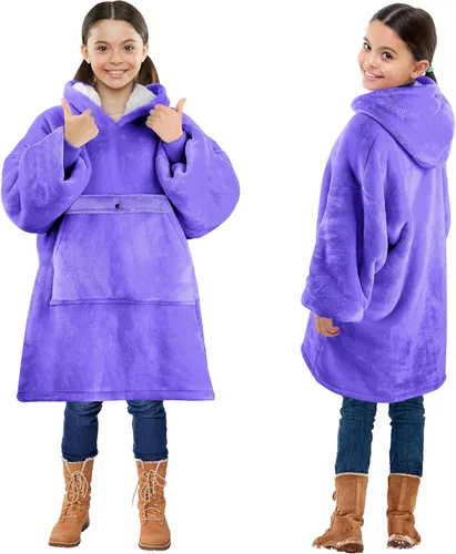 Miniatura 14 de Solaris Zebra - Sudadera con capucha estilo manta para niños con diseño con temática de amor, acogedora y cálida de forro polar Sherpa, para Corazón