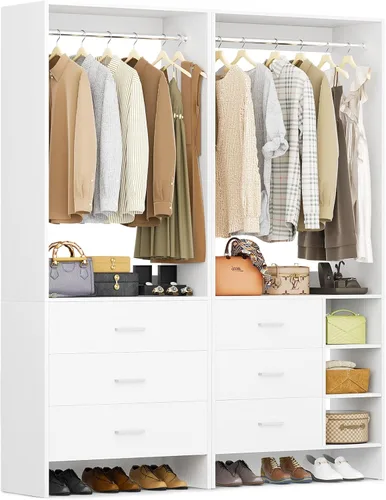 Sistema de Almacenamiento Montado Aheaplus con 6 Cajones, Sistema de Organizador de Closet de 1.37m de Madera, para Closets de Entrada o Closets
