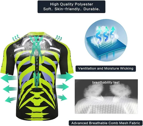 Miniatura 6 de Conjunto de camiseta de ciclismo para hombre, camiseta reflectante de secado rápido y pantalones cortos de ciclismo acolchados 3D, M