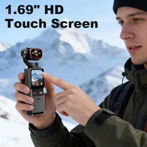 Miniatura 5 de Cámara de mano 4K para vlogging, cámara de acción de bolsillo WiFi, cámara corporal antivibración para viajes, videocámara de YouTube con tarjeta SD