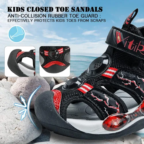 Miniatura 3 de JMFCHI FASHION Sandalias deportivas para niños, sandalias para exteriores, senderismo, atléticas, puntera cerrada, sandalias de playa para niñas