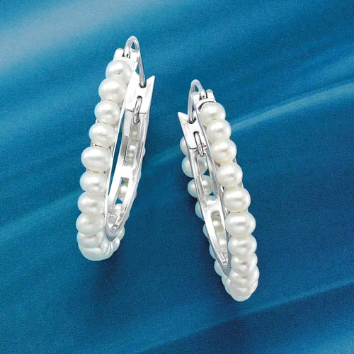 Miniatura 7 de Ross-Simons Aretes de aro de perlas cultivadas de 0.118-0.138in, Perla, no conocido