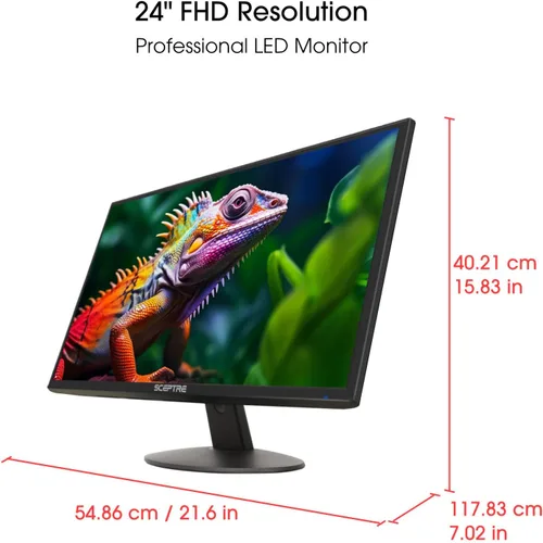 Miniatura 2 de Sceptre - Monitor LED delgado Prime de 24 pulgadas, 1080p 99% sRGB 2x HDMI VGA con altavoces integrados, color negro máquina
