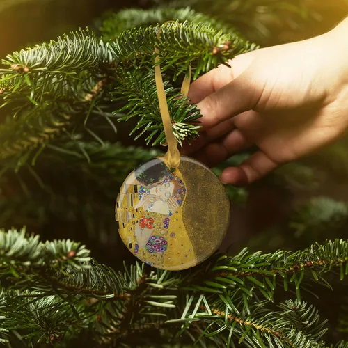 Miniatura 3 de Adorno de árbol de Navidad, porcelana Klimt The Kiss Fine Art Adorno de recuerdo por RainCaper