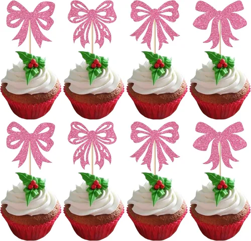 Miniatura 35 de Paquete de 24 Adornos para Cupcakes de Feliz Navidad, Adornos para Cupcakes para Revelación de Género, Adornos para Cupcakes de Árbol de Navidad, 5